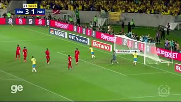 Brasil esbagaç ando o Panamá .   #VemHexa