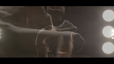 Slim Blonde in Black Lingerie Teases Muscular Stud on Her Knees... He' s About to Wreck Her